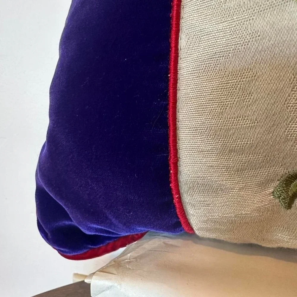 Vintage Embroidered floral purple velvet pillow